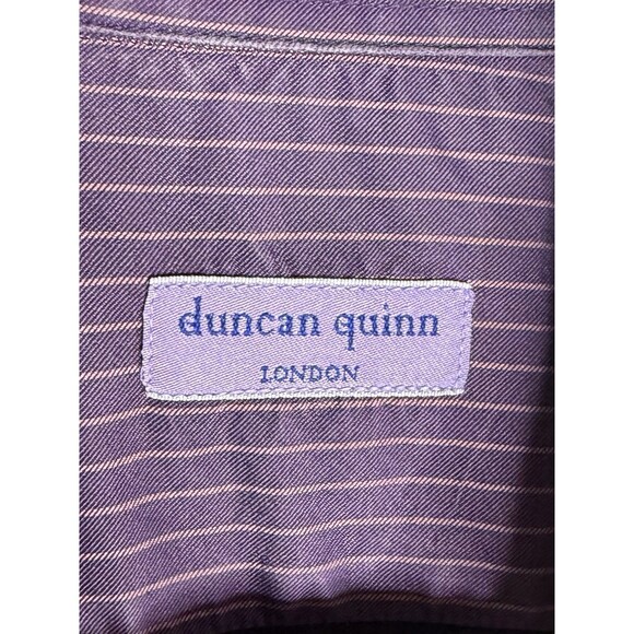 Duncan Quinn Striped Purple Button Down Shirt Cotton Silk Blend Size 17 - Picture 3 of 7